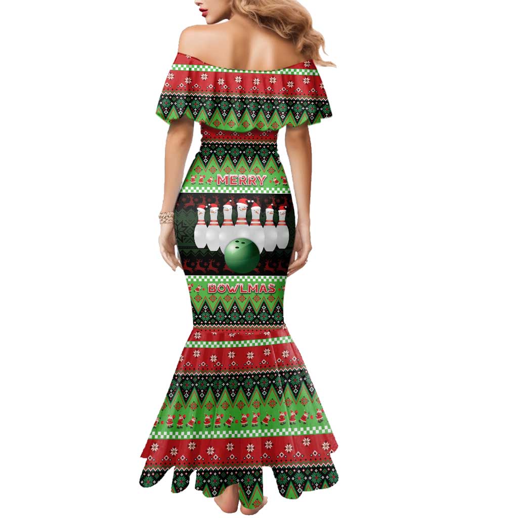 Bowling Christmas Family Matching Mermaid Dress and Hawaiian Shirt Merry Bowlmas - Wonder Print Shop