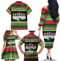 Bowling Christmas Family Matching Off The Shoulder Long Sleeve Dress and Hawaiian Shirt Merry Bowlmas - Wonder Print Shop