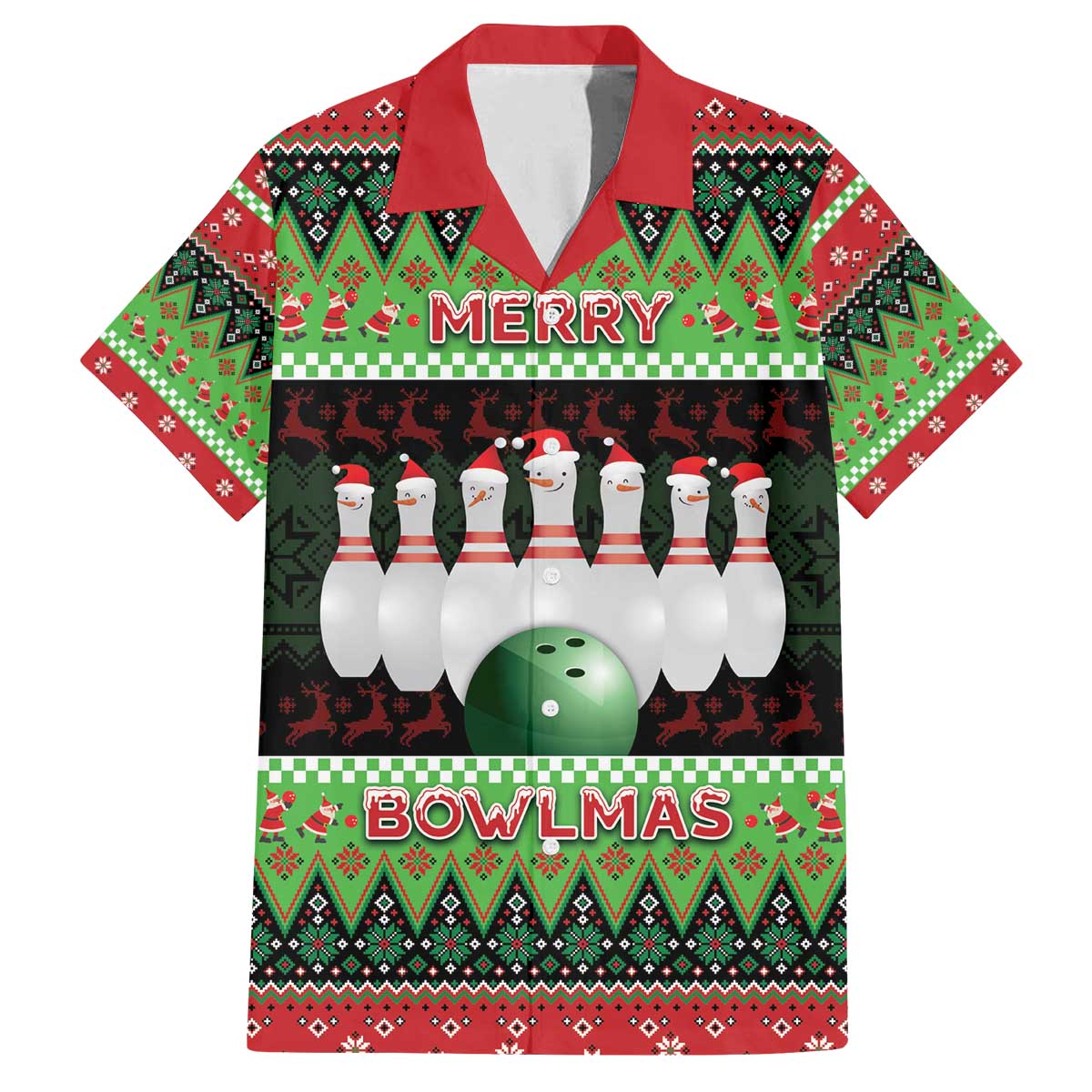 Bowling Christmas Family Matching Off The Shoulder Long Sleeve Dress and Hawaiian Shirt Merry Bowlmas - Wonder Print Shop