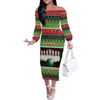 Bowling Christmas Family Matching Off The Shoulder Long Sleeve Dress and Hawaiian Shirt Merry Bowlmas - Wonder Print Shop