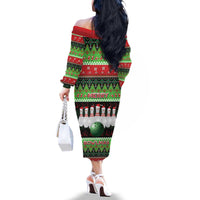 Bowling Christmas Family Matching Off The Shoulder Long Sleeve Dress and Hawaiian Shirt Merry Bowlmas - Wonder Print Shop