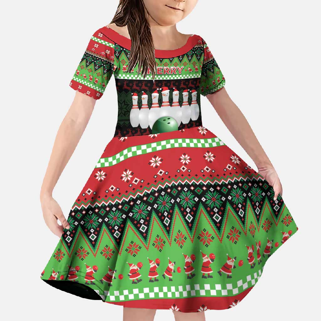 Bowling Christmas Family Matching Off Shoulder Maxi Dress and Hawaiian Shirt Merry Bowlmas - Wonder Print Shop
