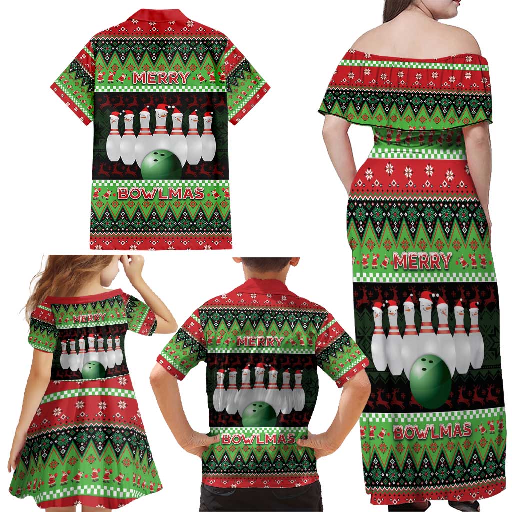 Bowling Christmas Family Matching Off Shoulder Maxi Dress and Hawaiian Shirt Merry Bowlmas - Wonder Print Shop