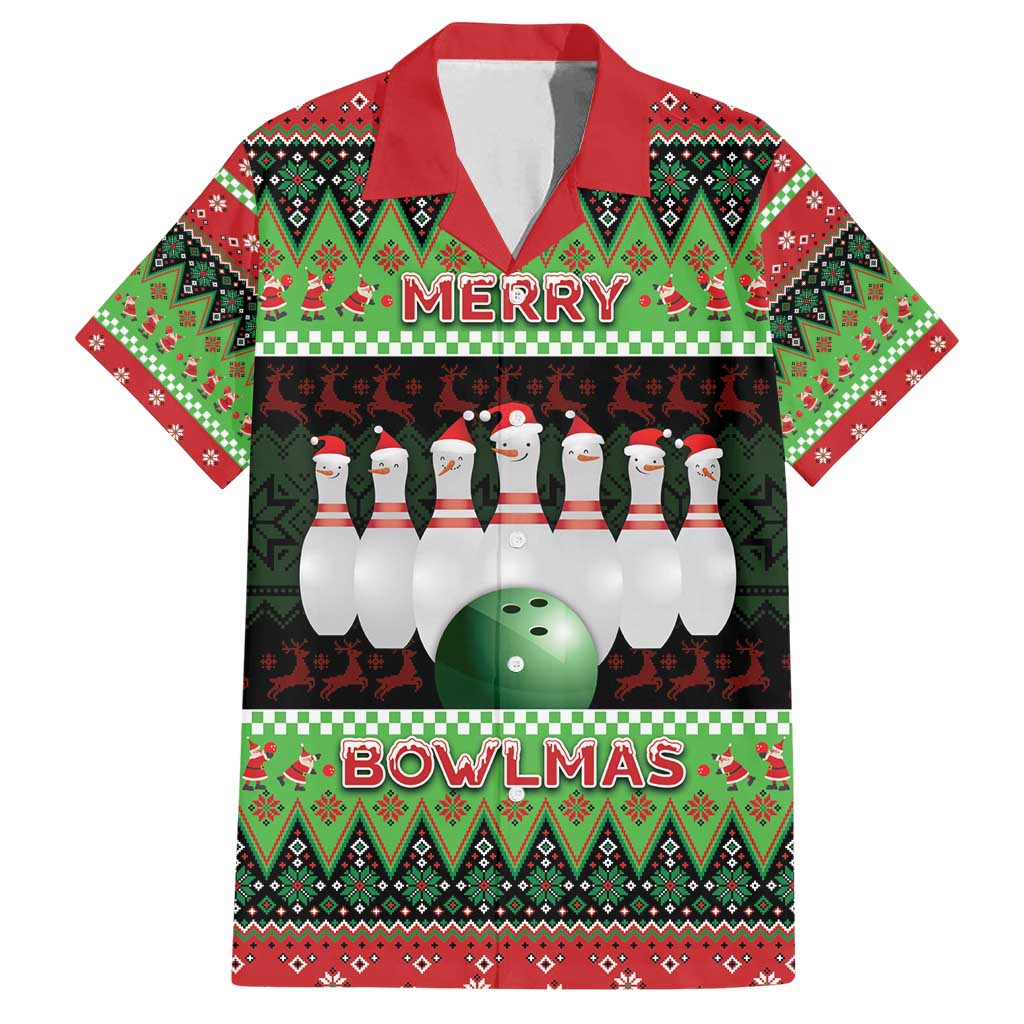Bowling Christmas Family Matching Off Shoulder Maxi Dress and Hawaiian Shirt Merry Bowlmas - Wonder Print Shop