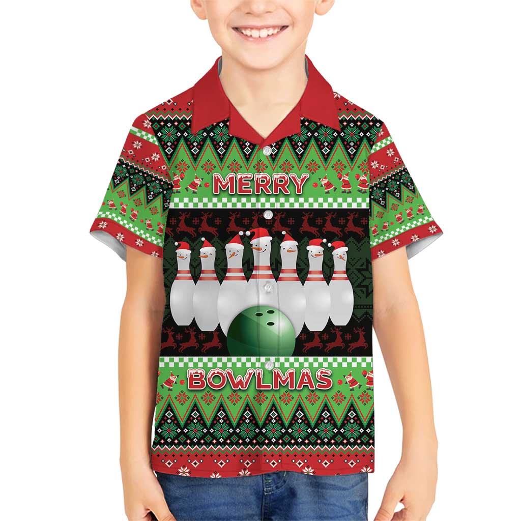 Bowling Christmas Family Matching Off Shoulder Maxi Dress and Hawaiian Shirt Merry Bowlmas - Wonder Print Shop