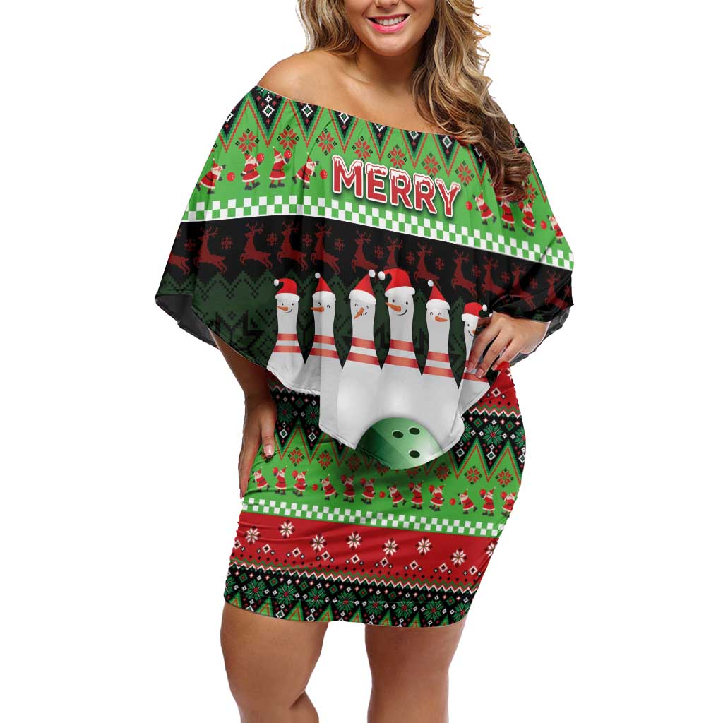 Bowling Christmas Family Matching Off Shoulder Short Dress and Hawaiian Shirt Merry Bowlmas - Wonder Print Shop