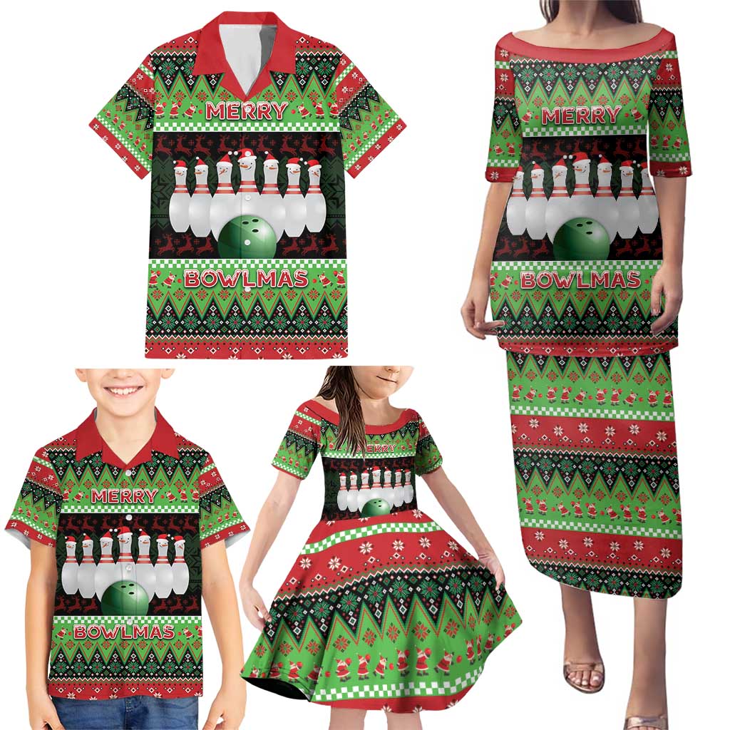 Bowling Christmas Family Matching Puletasi and Hawaiian Shirt Merry Bowlmas - Wonder Print Shop