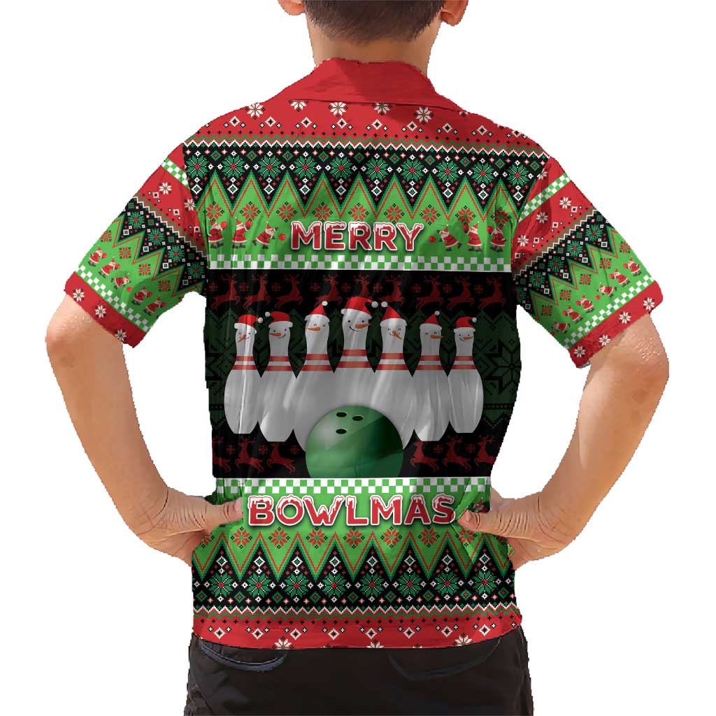 Bowling Christmas Family Matching Short Sleeve Bodycon Dress and Hawaiian Shirt Merry Bowlmas - Wonder Print Shop