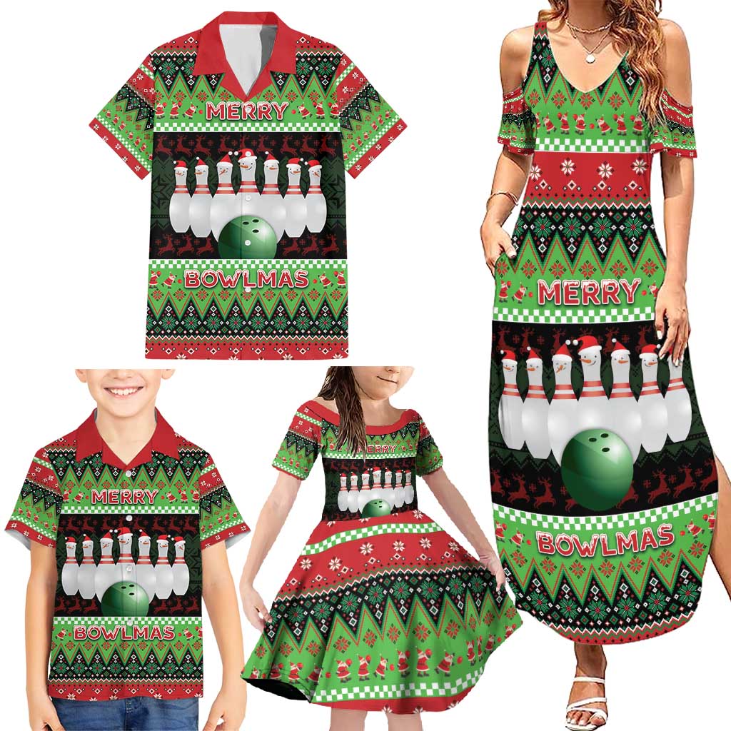 Bowling Christmas Family Matching Summer Maxi Dress and Hawaiian Shirt Merry Bowlmas - Wonder Print Shop
