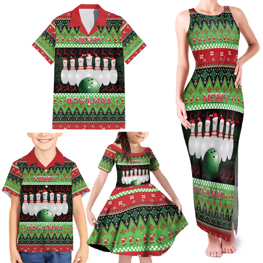 Bowling Christmas Family Matching Tank Maxi Dress and Hawaiian Shirt Merry Bowlmas - Wonder Print Shop