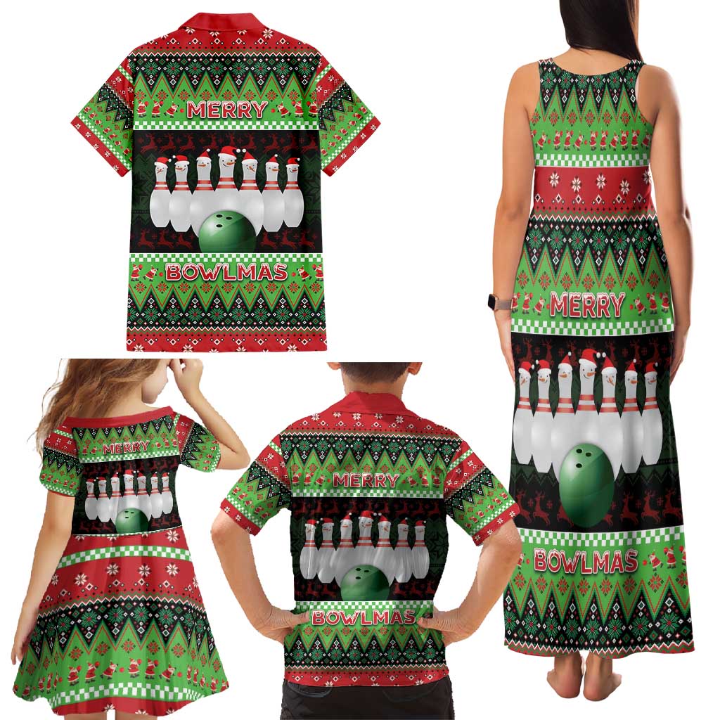Bowling Christmas Family Matching Tank Maxi Dress and Hawaiian Shirt Merry Bowlmas - Wonder Print Shop