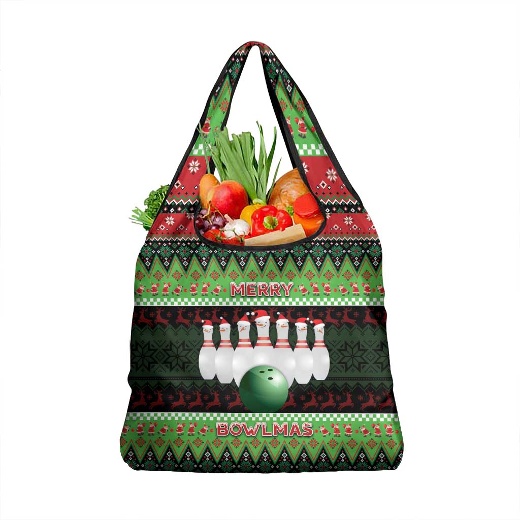 Bowling Christmas Grocery Bag Merry Bowlmas - Wonder Print Shop