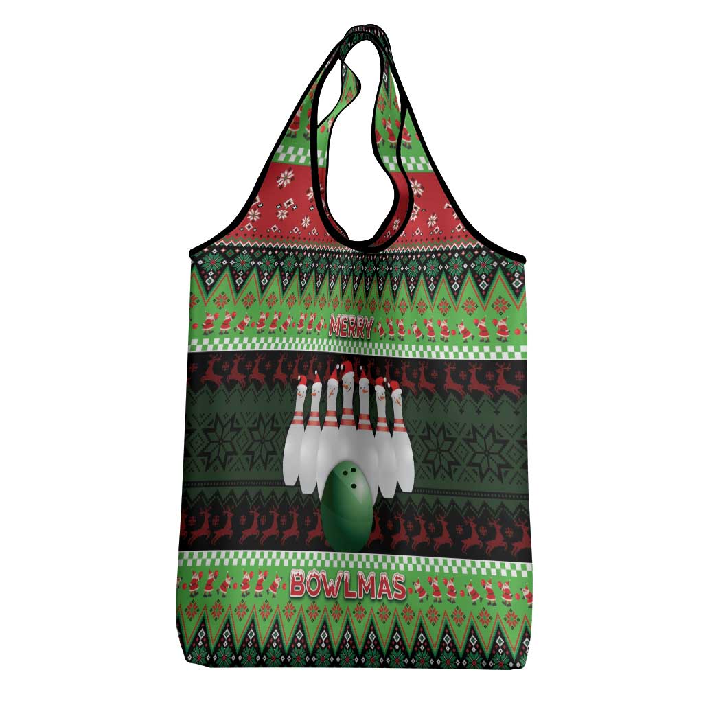 Bowling Christmas Grocery Bag Merry Bowlmas - Wonder Print Shop