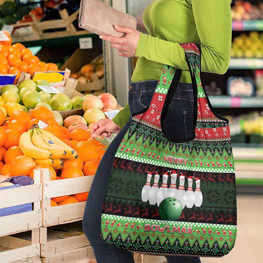 Bowling Christmas Grocery Bag Merry Bowlmas - Wonder Print Shop