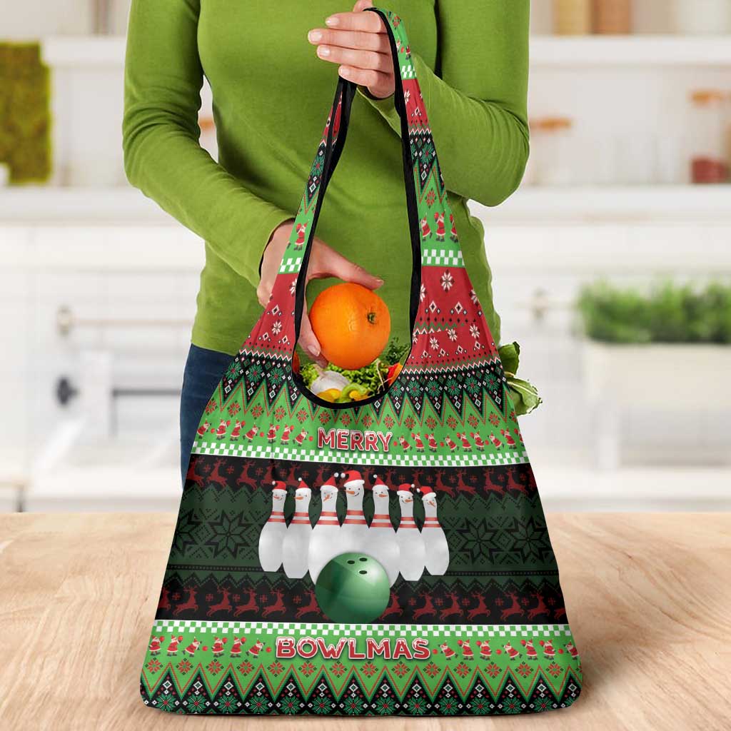 Bowling Christmas Grocery Bag Merry Bowlmas - Wonder Print Shop