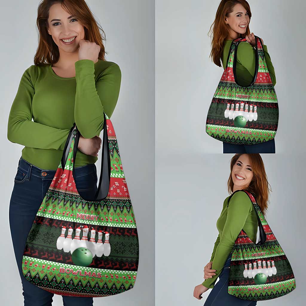 Bowling Christmas Grocery Bag Merry Bowlmas - Wonder Print Shop