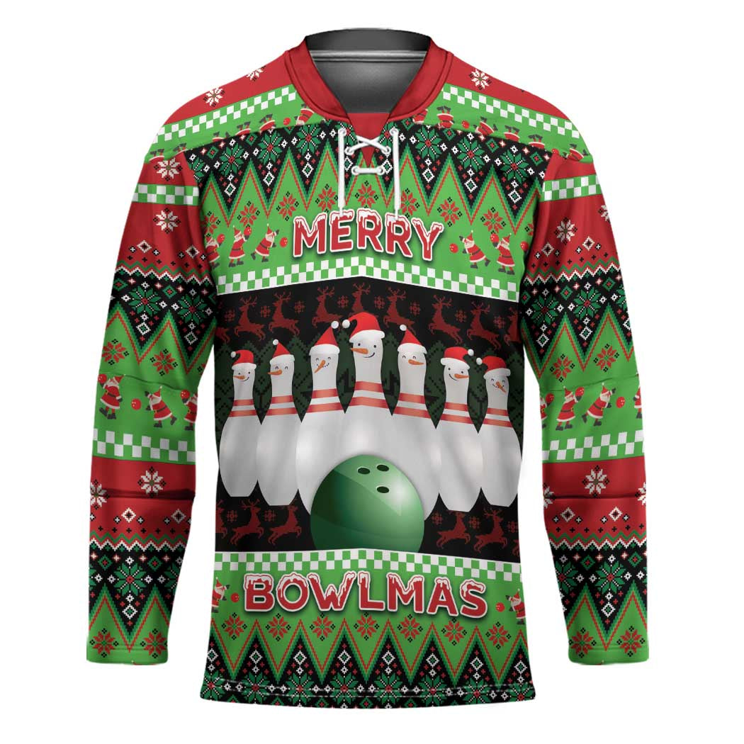 Bowling Christmas Hockey Jersey Merry Bowlmas - Wonder Print Shop