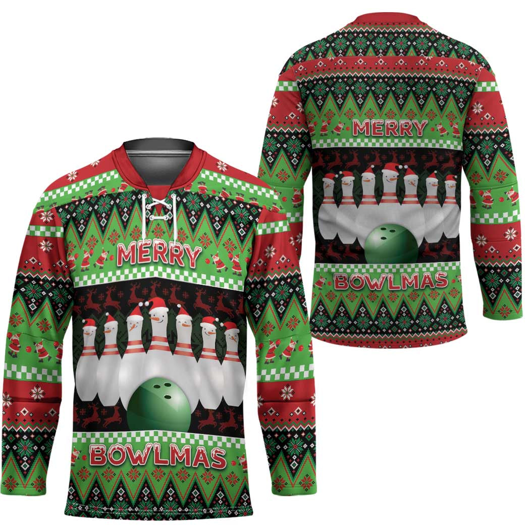 Bowling Christmas Hockey Jersey Merry Bowlmas - Wonder Print Shop