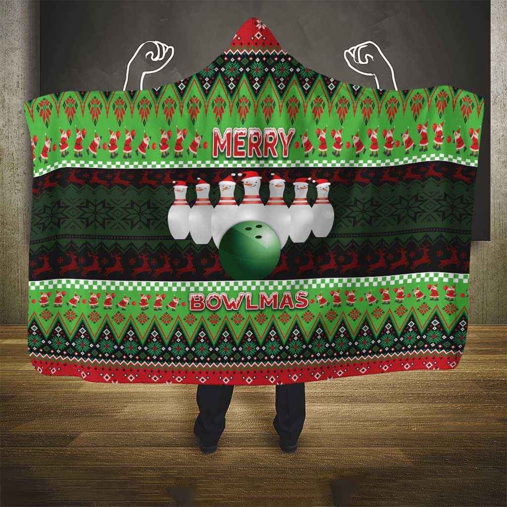 Bowling Christmas Hooded Blanket Merry Bowlmas - Wonder Print Shop