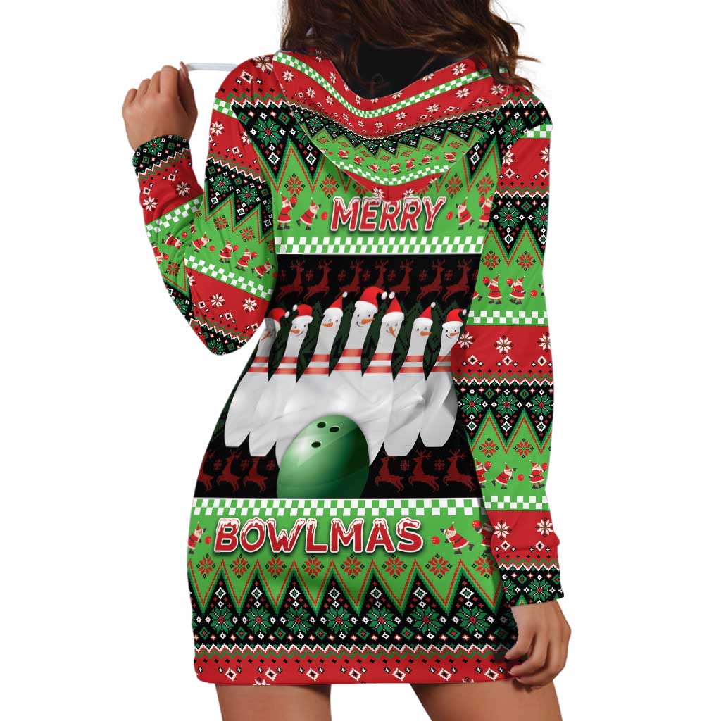 Bowling Christmas Hoodie Dress Merry Bowlmas - Wonder Print Shop