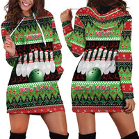 Bowling Christmas Hoodie Dress Merry Bowlmas - Wonder Print Shop