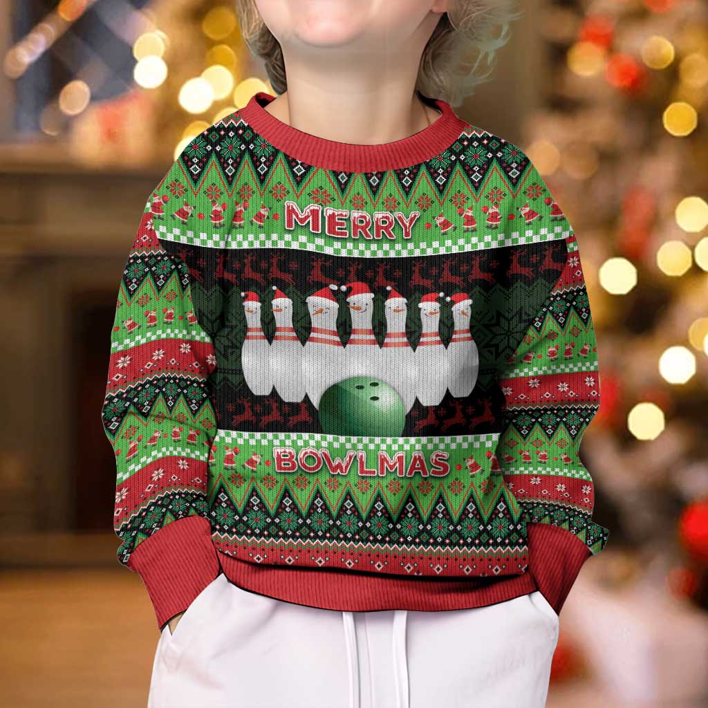 Bowling Christmas Kid Ugly Christmas Sweater Merry Bowlmas - Wonder Print Shop