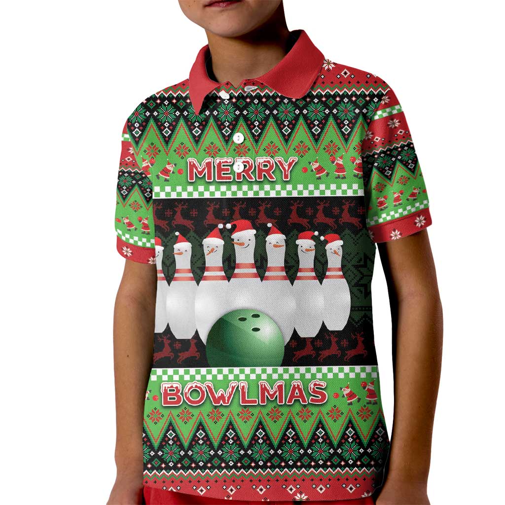 Bowling Christmas Kid Polo Shirt Merry Bowlmas - Wonder Print Shop