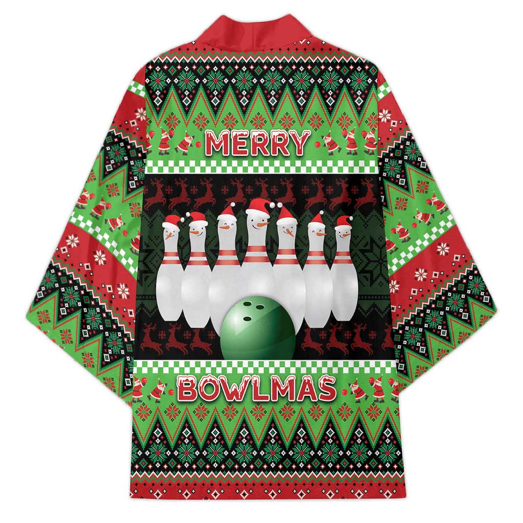 Bowling Christmas Kimono Merry Bowlmas - Wonder Print Shop