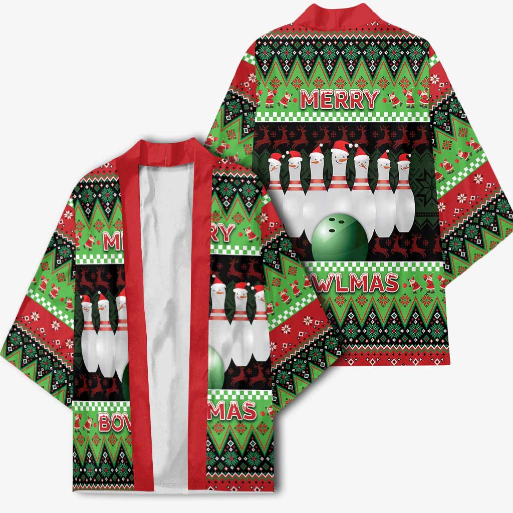 Bowling Christmas Kimono Merry Bowlmas - Wonder Print Shop