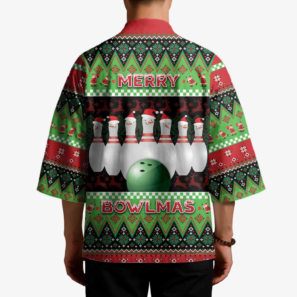 Bowling Christmas Kimono Merry Bowlmas - Wonder Print Shop