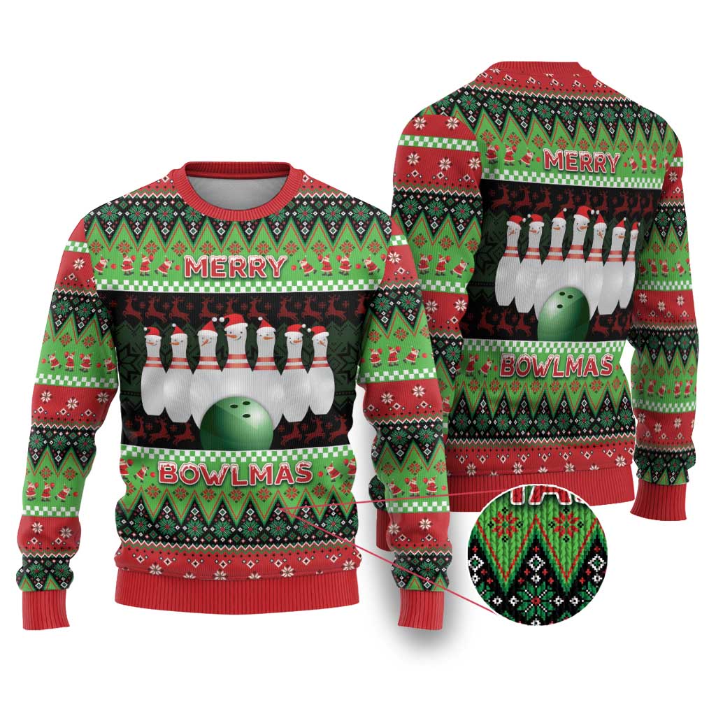 Bowling Christmas Ugly Christmas Sweater Merry Bowlmas - Wonder Print Shop
