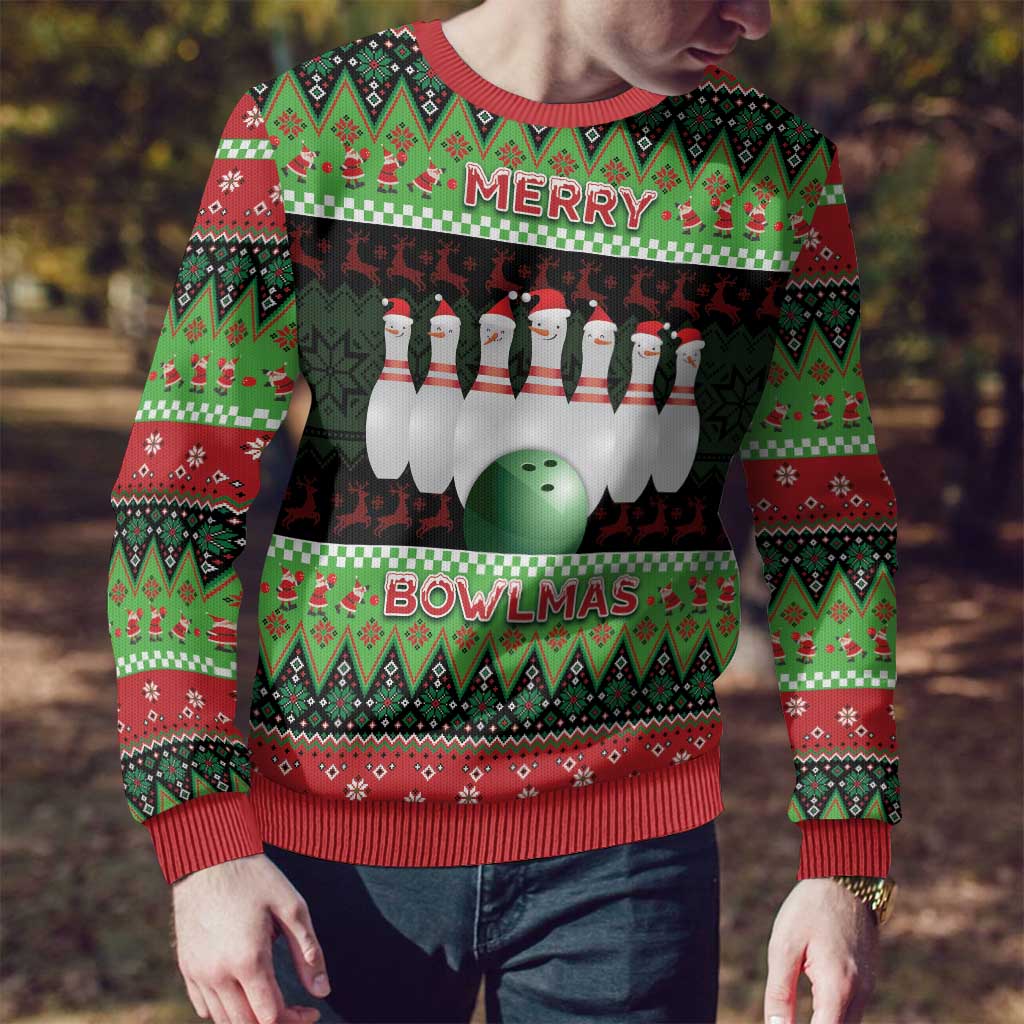 Bowling Christmas Ugly Christmas Sweater Merry Bowlmas - Wonder Print Shop
