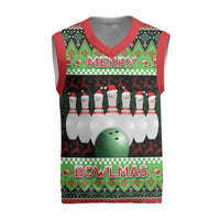 Bowling Christmas Knitted V-Neck Vest Merry Bowlmas - Wonder Print Shop