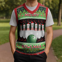 Bowling Christmas Knitted V-Neck Vest Merry Bowlmas - Wonder Print Shop