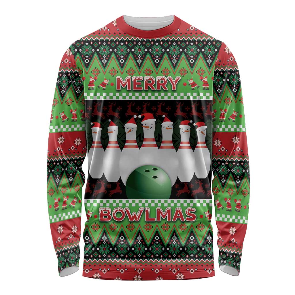 Bowling Christmas Long Sleeve Shirt Merry Bowlmas - Wonder Print Shop