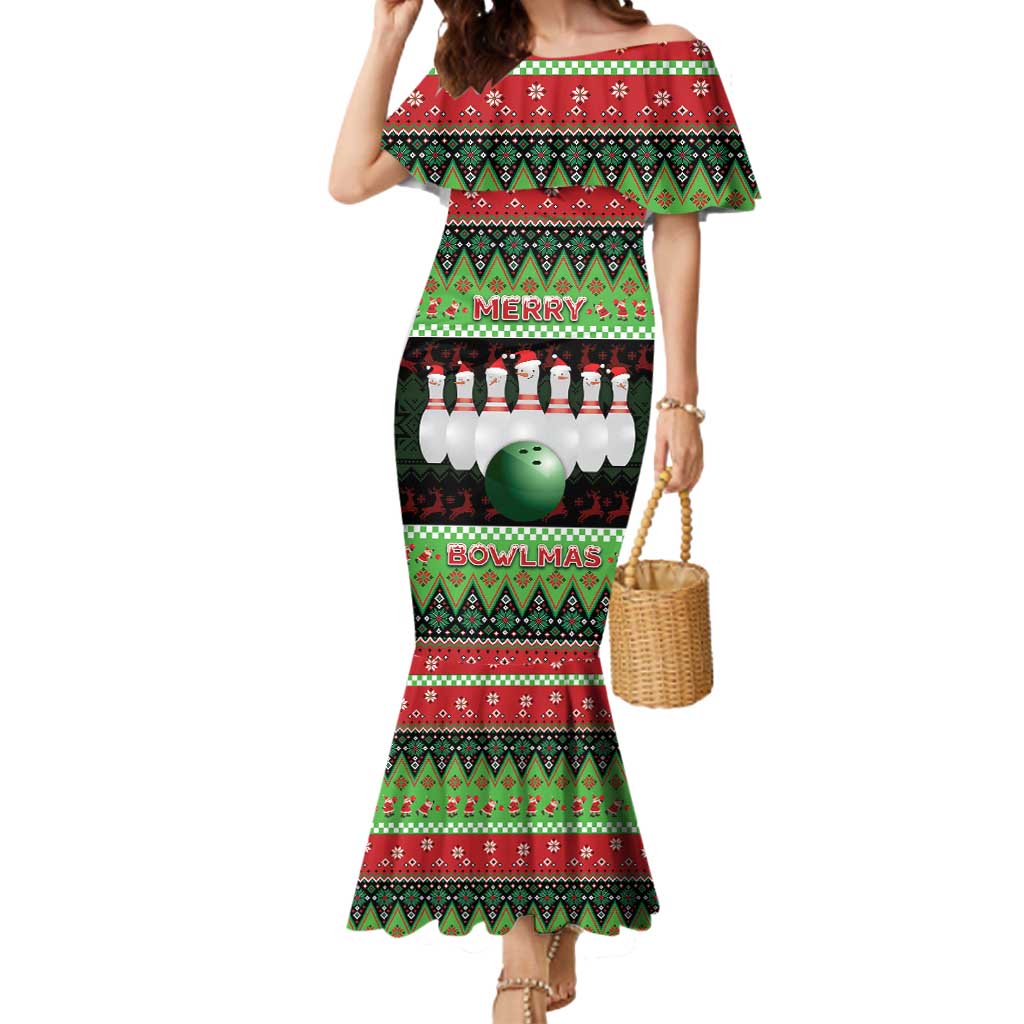 Bowling Christmas Mermaid Dress Merry Bowlmas - Wonder Print Shop