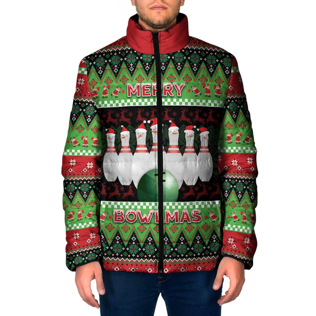Bowling Christmas Padded Jacket Merry Bowlmas - Wonder Print Shop