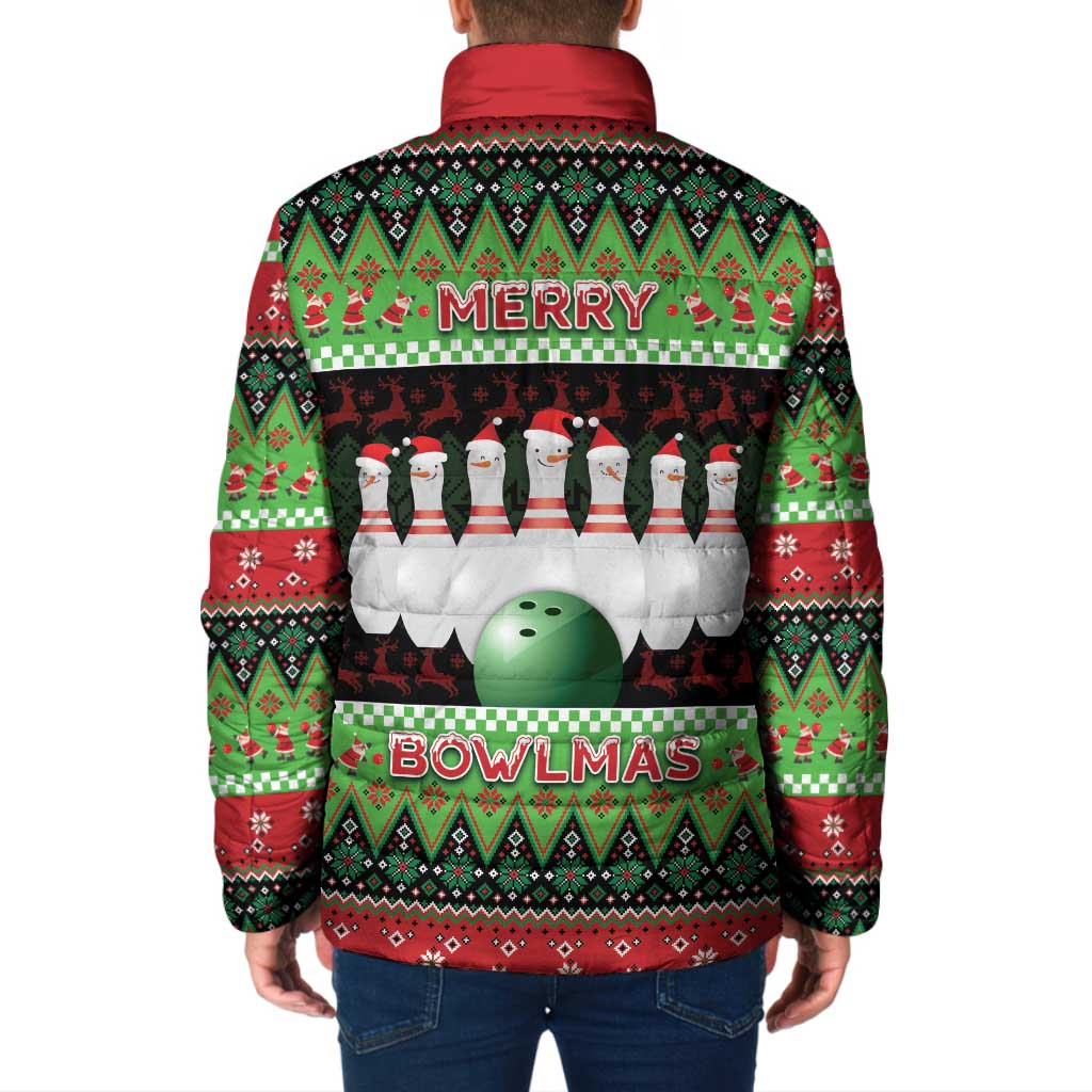 Bowling Christmas Padded Jacket Merry Bowlmas - Wonder Print Shop