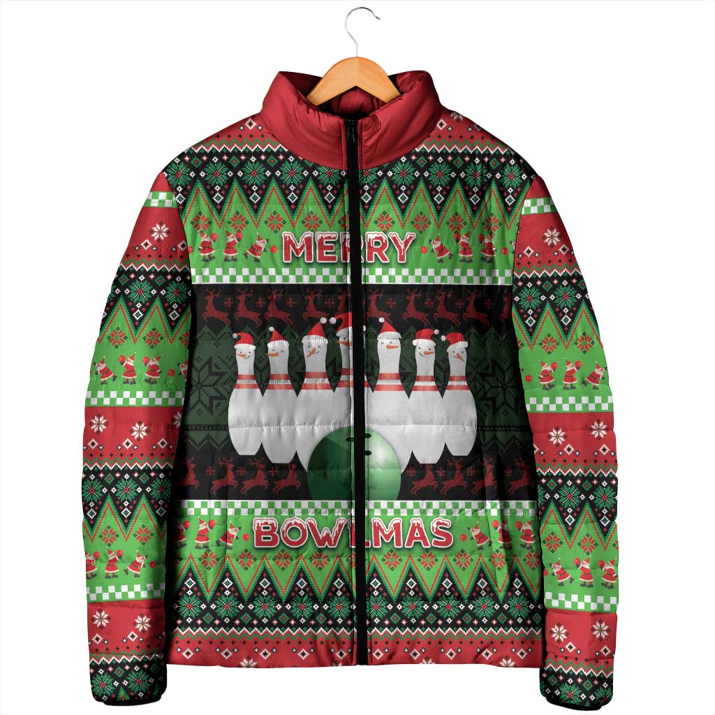 Bowling Christmas Padded Jacket Merry Bowlmas - Wonder Print Shop