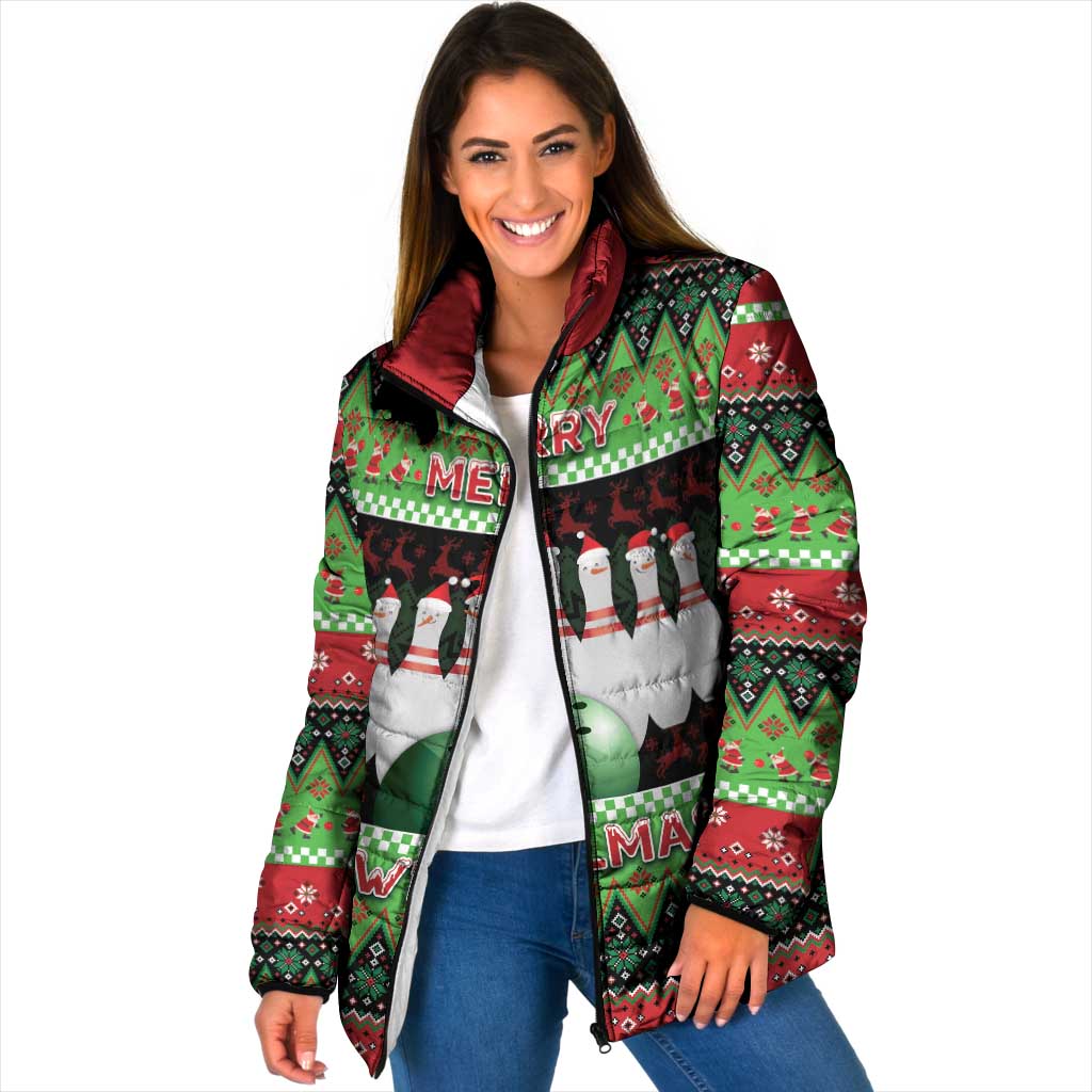 Bowling Christmas Padded Jacket Merry Bowlmas - Wonder Print Shop