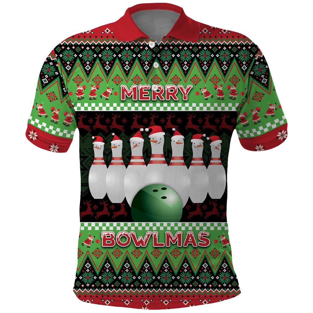 Bowling Christmas Polo Shirt Merry Bowlmas - Wonder Print Shop