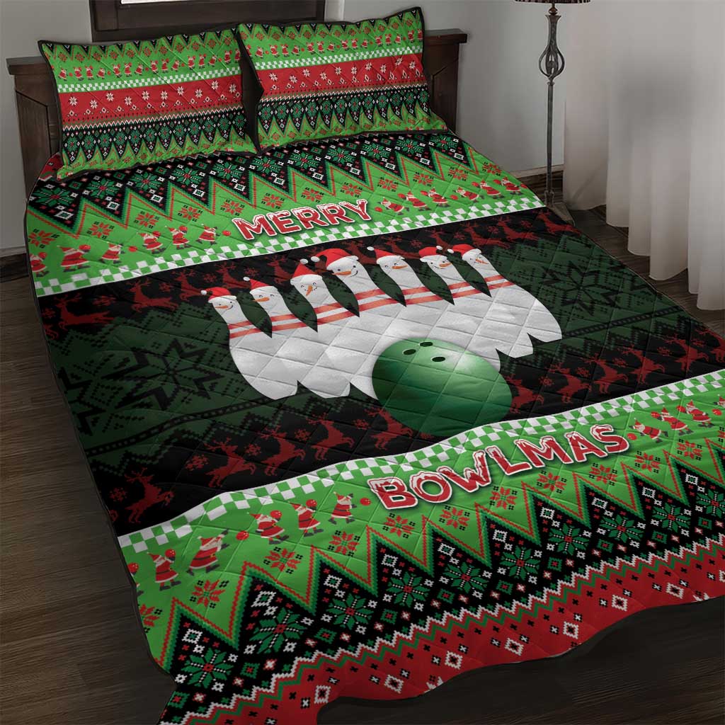 Bowling Christmas Quilt Bed Set Merry Bowlmas - Wonder Print Shop