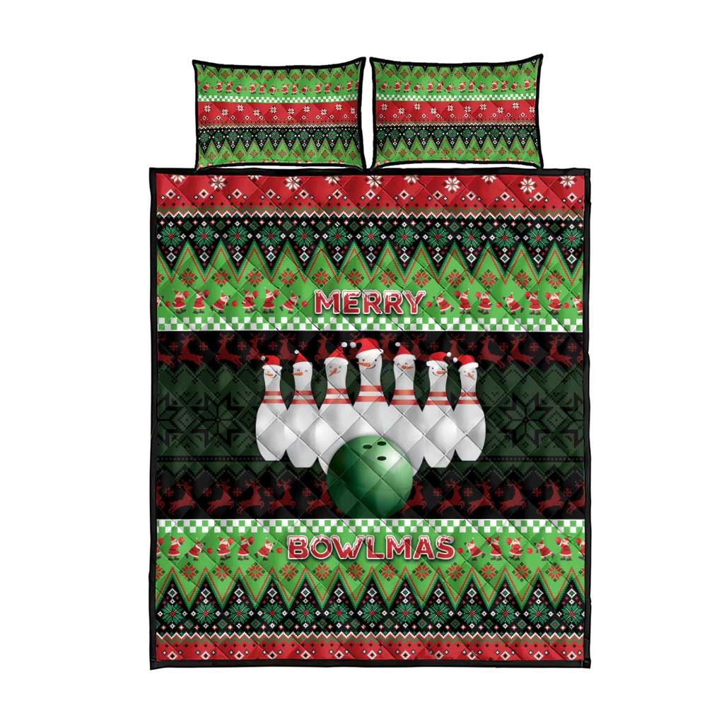 Bowling Christmas Quilt Bed Set Merry Bowlmas - Wonder Print Shop