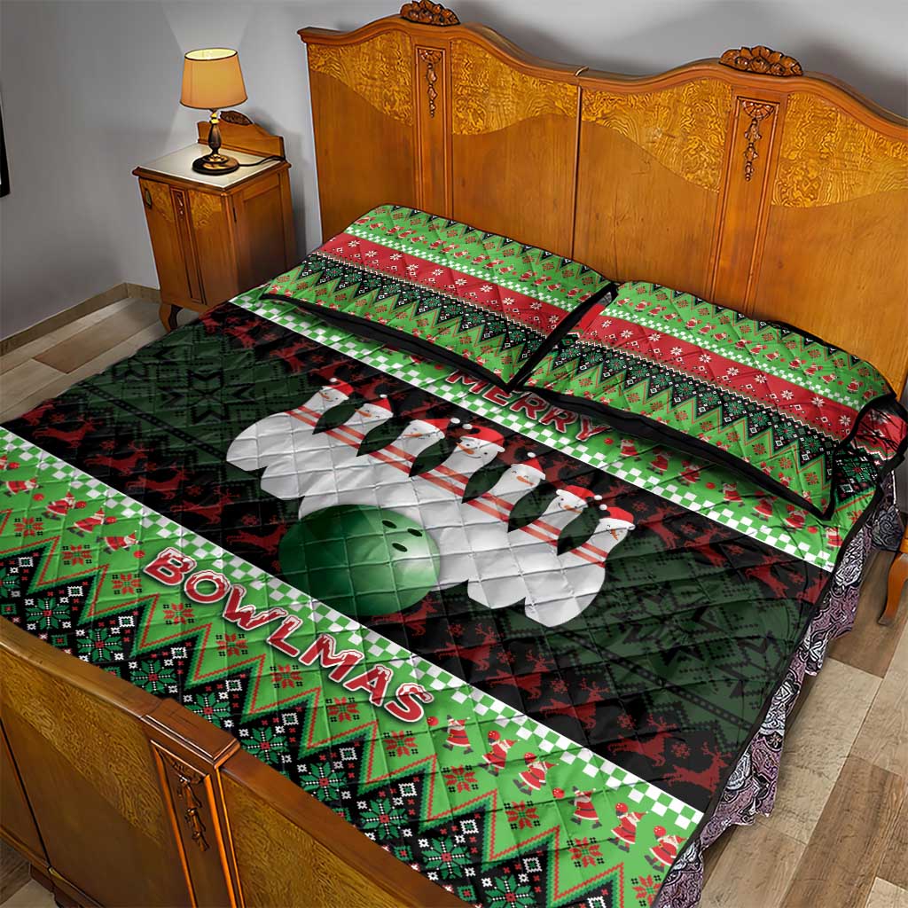 Bowling Christmas Quilt Bed Set Merry Bowlmas - Wonder Print Shop