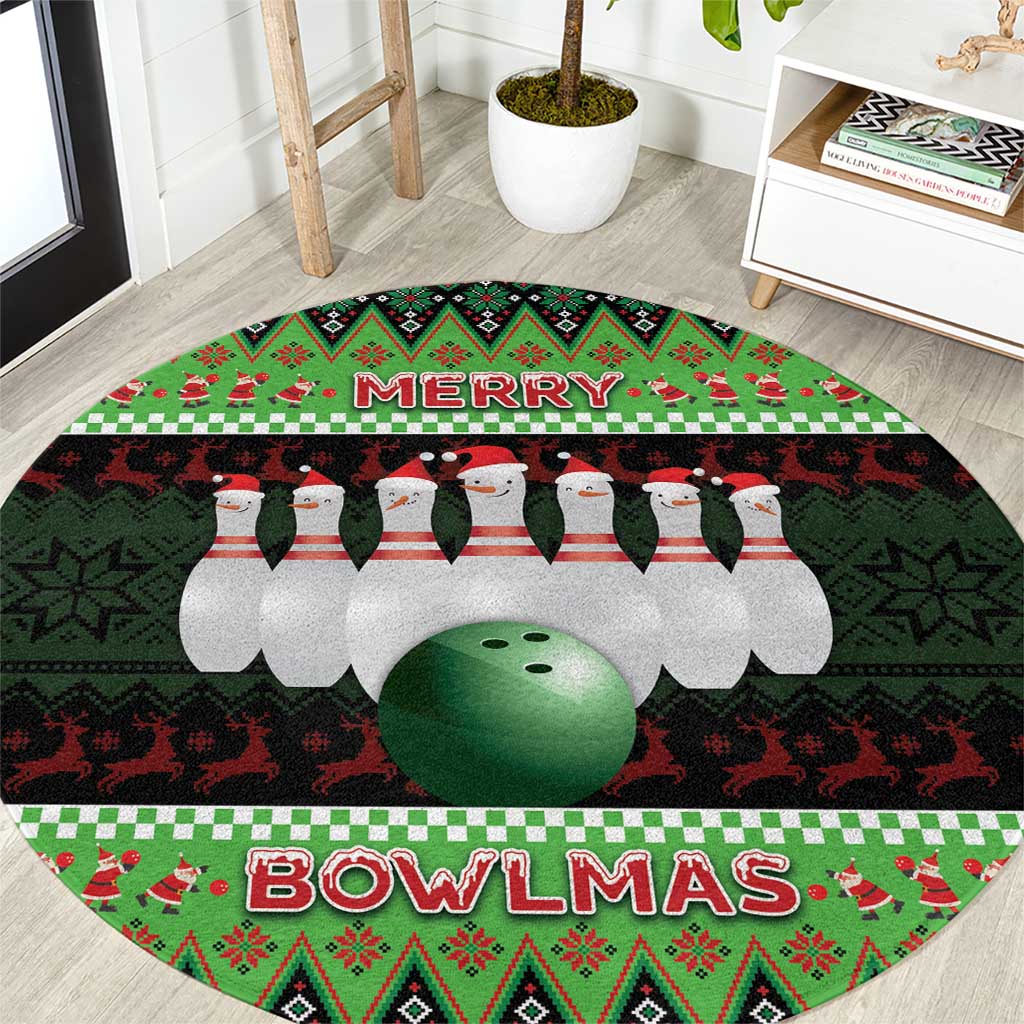 Bowling Christmas Round Carpet Merry Bowlmas - Wonder Print Shop