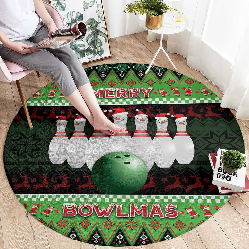 Bowling Christmas Round Carpet Merry Bowlmas - Wonder Print Shop