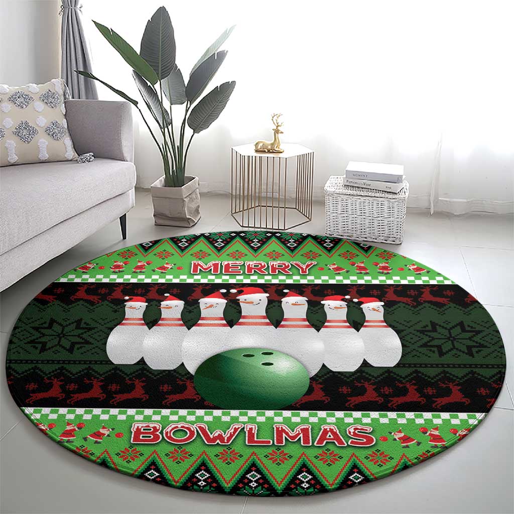 Bowling Christmas Round Carpet Merry Bowlmas - Wonder Print Shop