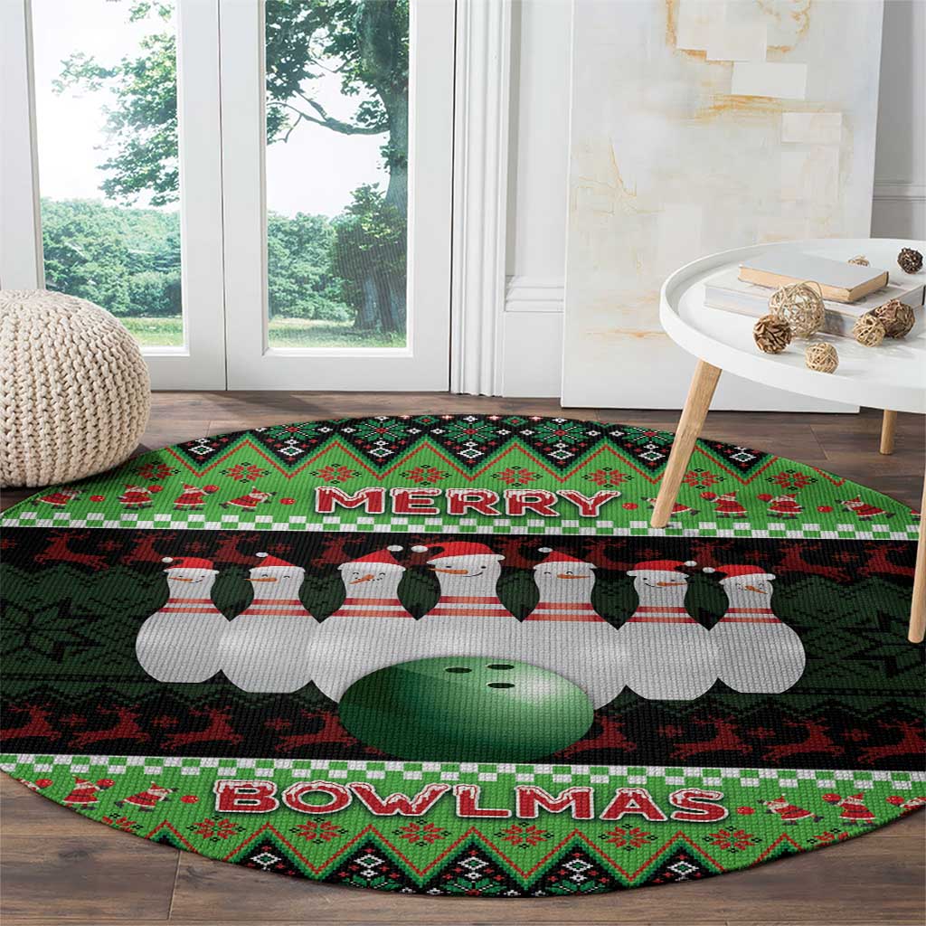 Bowling Christmas Round Carpet Merry Bowlmas - Wonder Print Shop