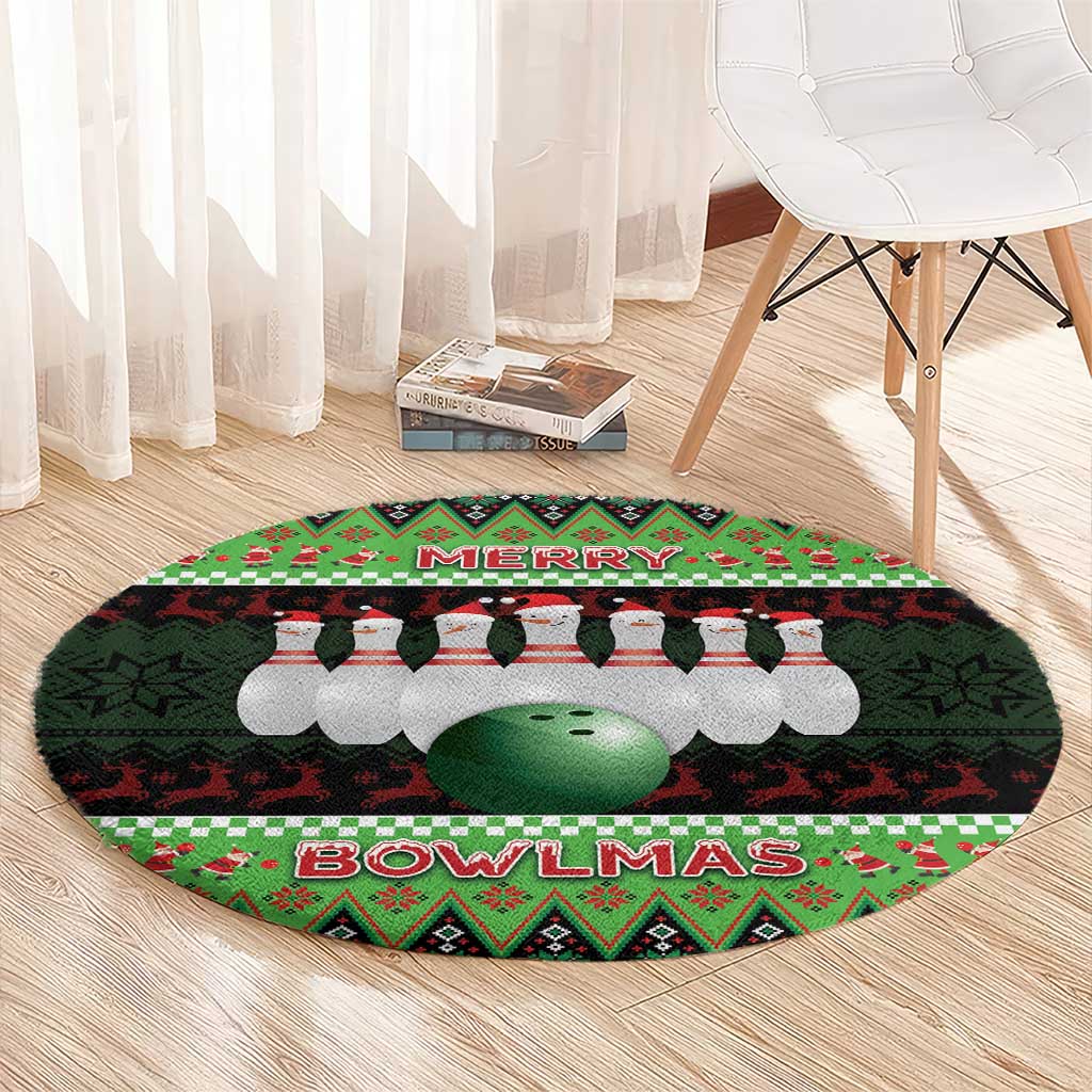 Bowling Christmas Round Carpet Merry Bowlmas - Wonder Print Shop