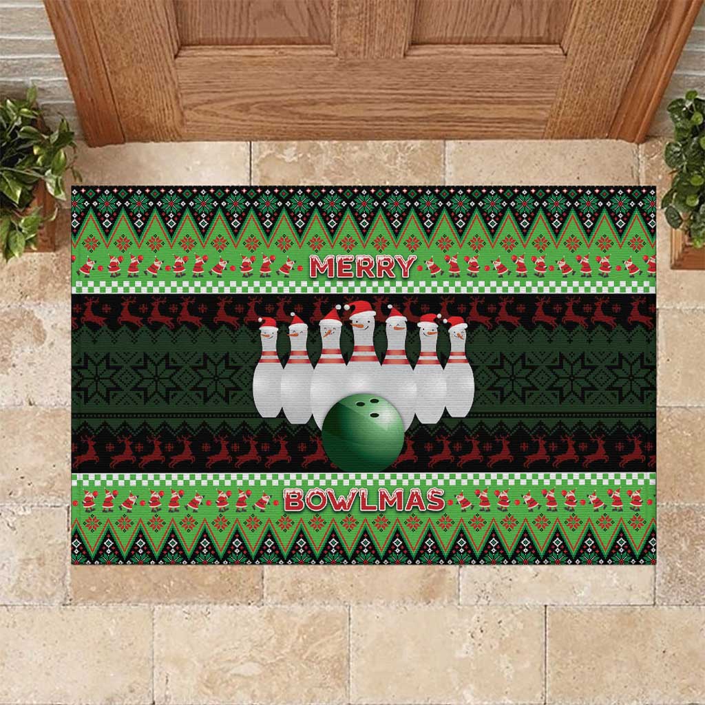 Bowling Christmas Rubber Doormat Merry Bowlmas - Wonder Print Shop
